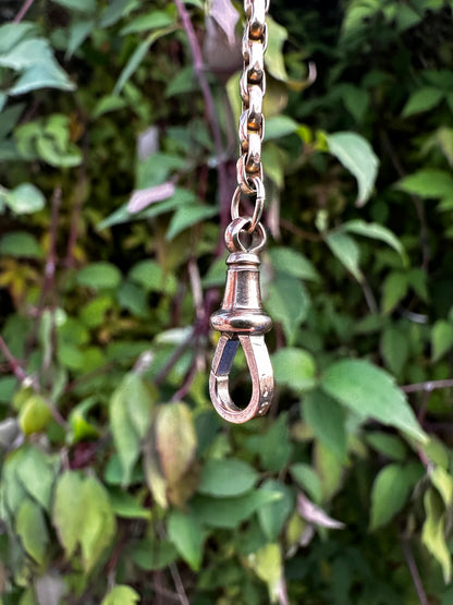 Antique 9ct peachy faceted Oval belcher extender with flat edged dog clip