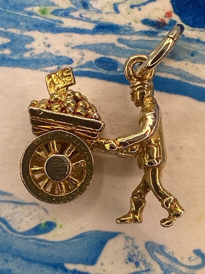 Vintage 9ct Gold Articulated Fruit Seller charm