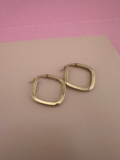 Vintage 9ct Gold Square Hoops
