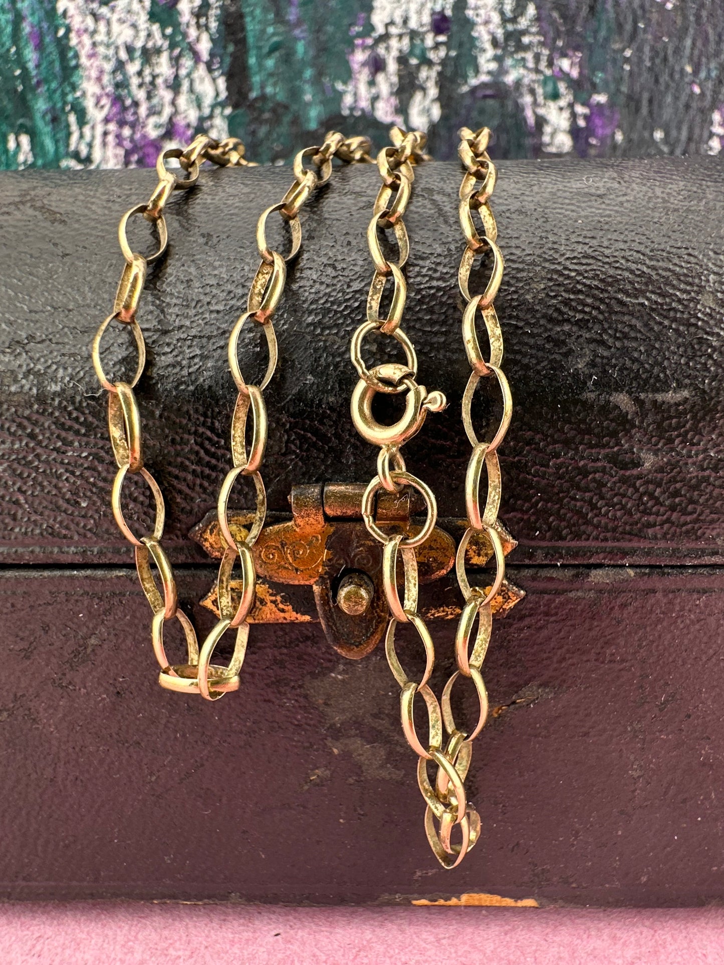 Vintage 9ct Yellow gold oval belcher chain