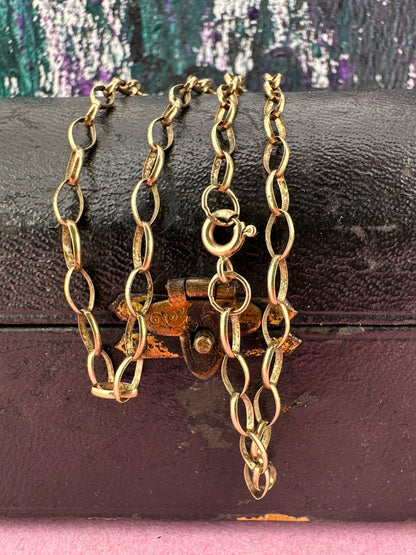 Vintage 9ct Yellow gold oval belcher chain