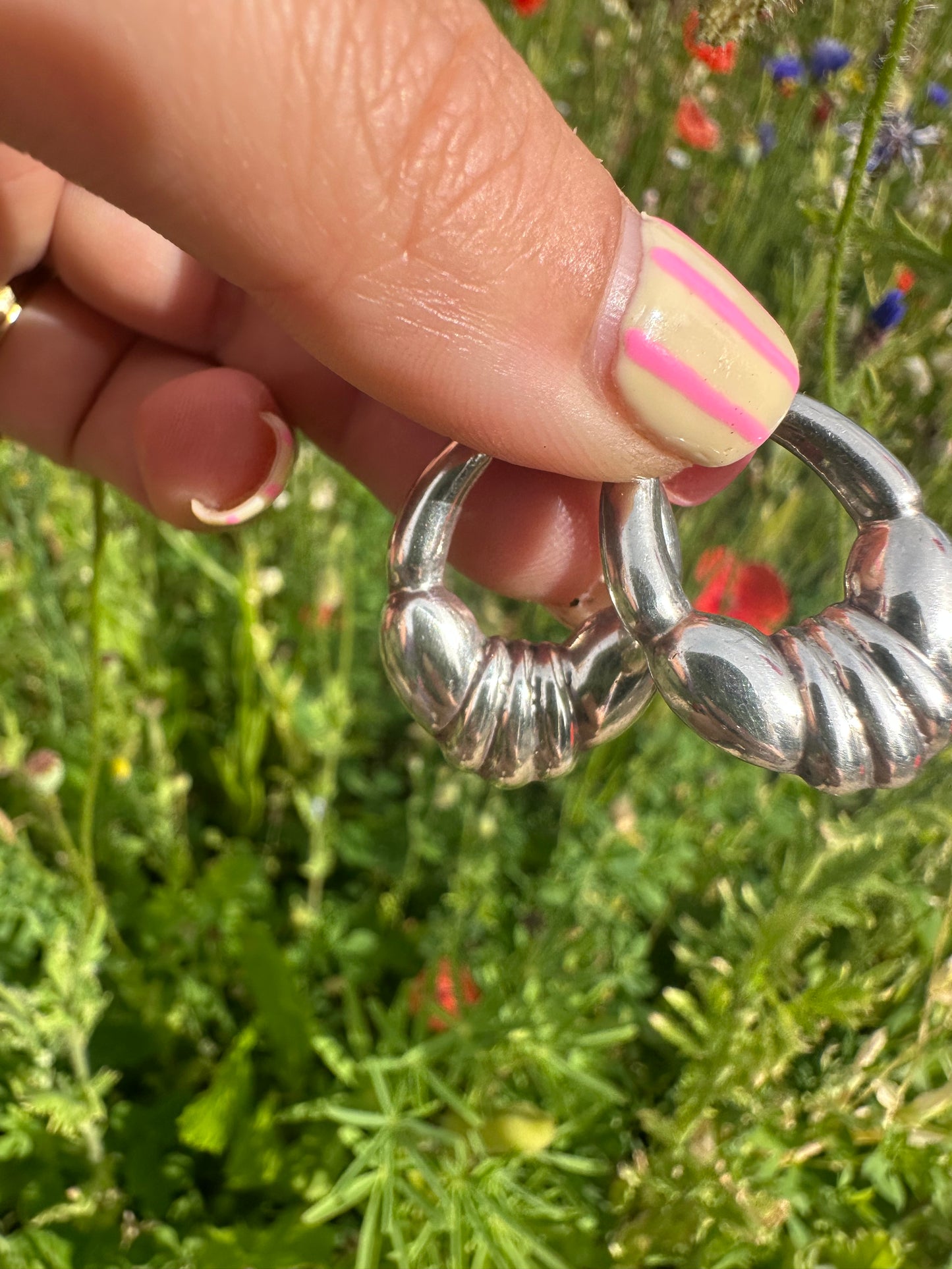 Sterling Silver Puffy Hoops