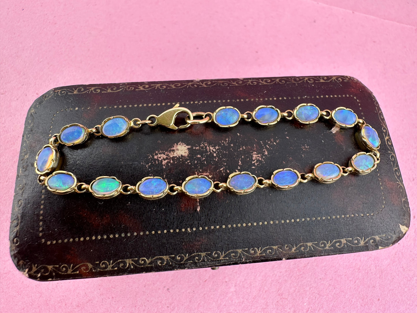 Vintage 9ct Gold Opal tennis bracelet