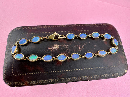 Vintage 9ct Gold Opal tennis bracelet
