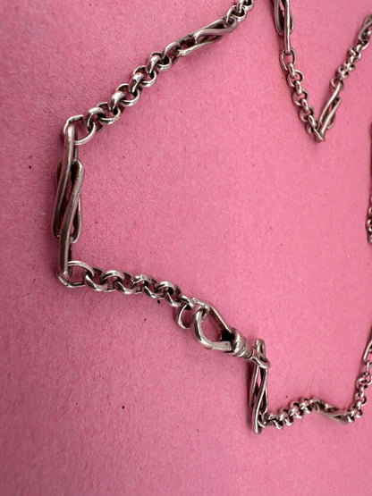 Vintage Sterling Silver Twist trombone & belcher chain with swivel dog clip