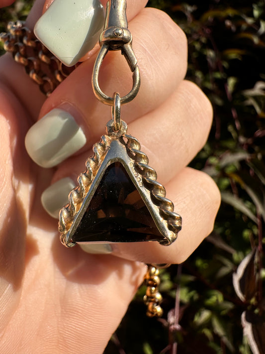 Vintage 9ct Gold Smoky Quartz pyramid pendant