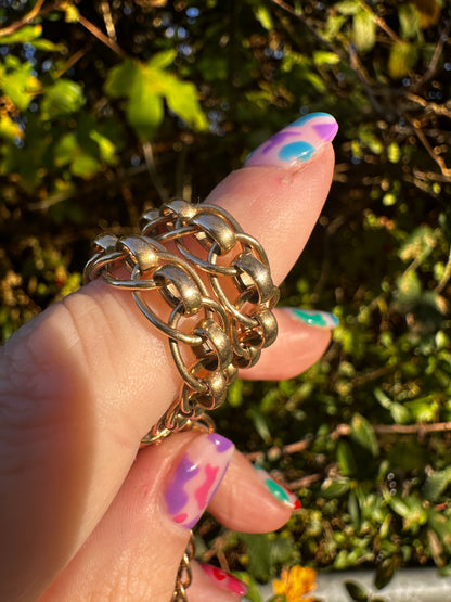 Vintage 9ct Peachy Gold Roller Ball chain with XL bolt clasp