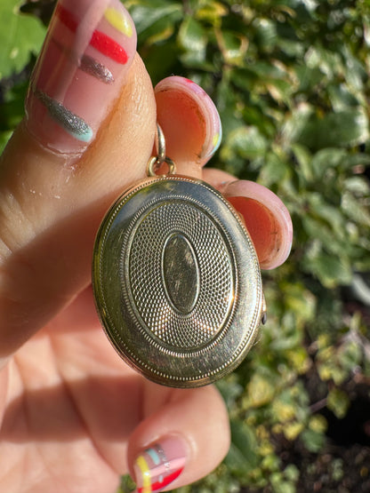 Antique 9ct Gold front and back Blue Enamel cross locket.