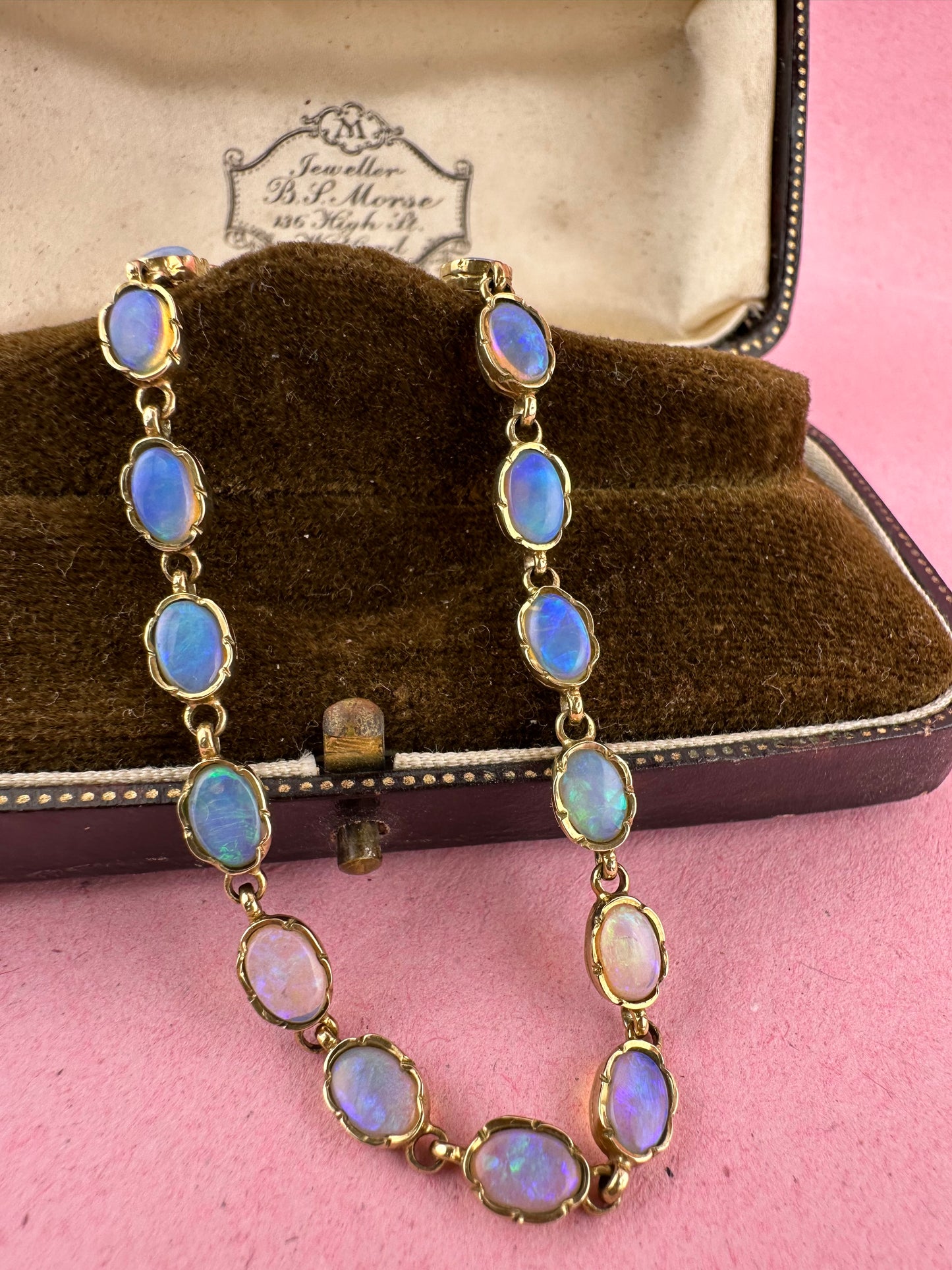 Vintage 9ct Gold Opal tennis bracelet