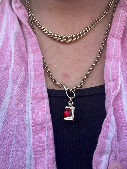 Vintage 9ct Lantern charm with red paste stone