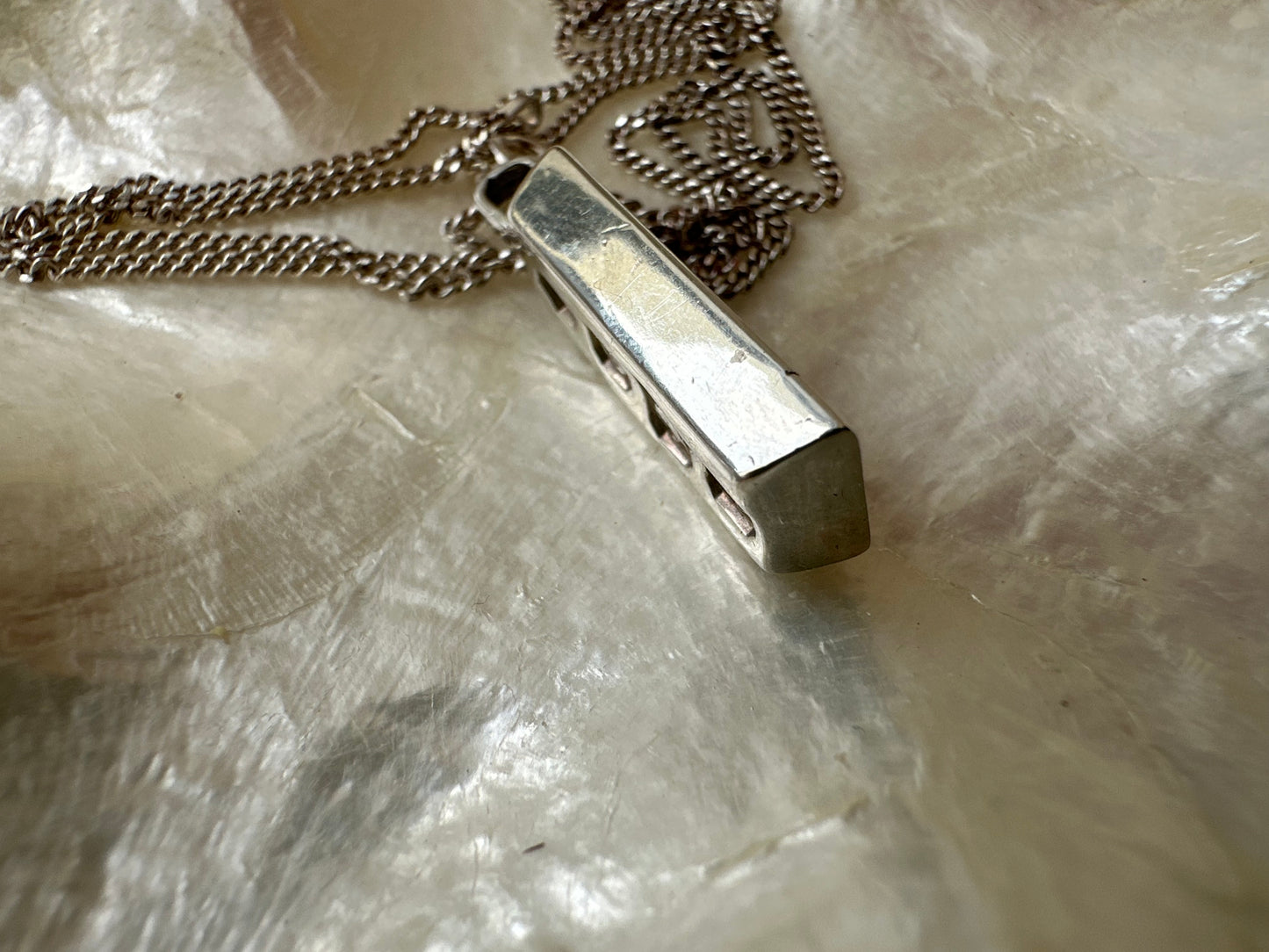 Sterling Silver ingot pendant with sterling silver curb chain