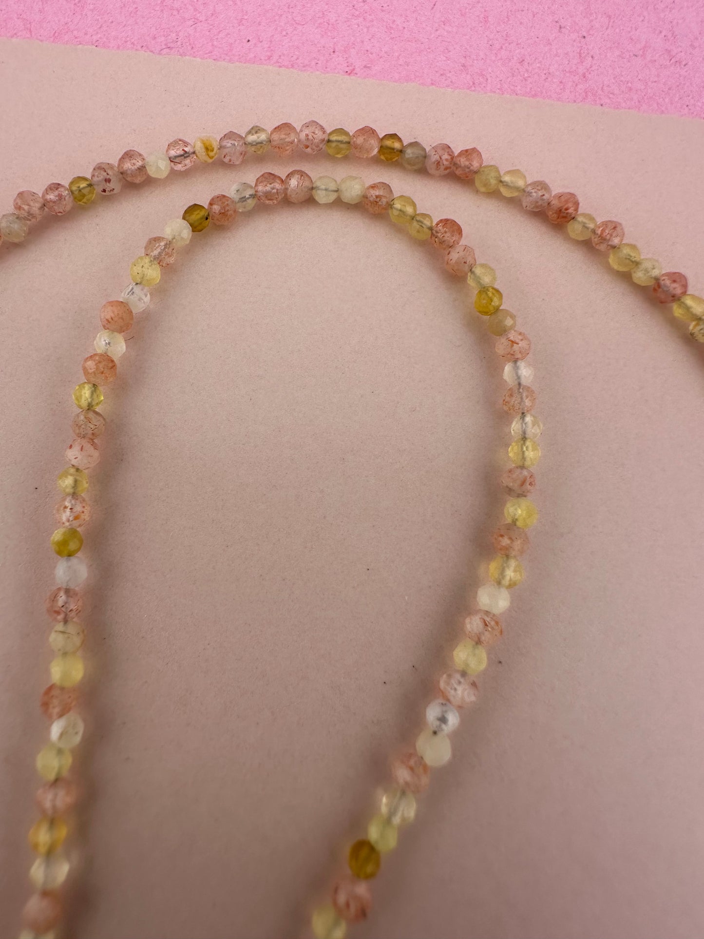 Sunstone and Yellow Opal Mini beads with Vintage Heart Padlock