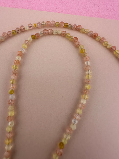 Sunstone and Yellow Opal Mini beads with Vintage Heart Padlock