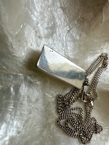 Sterling Silver ingot pendant with sterling silver curb chain