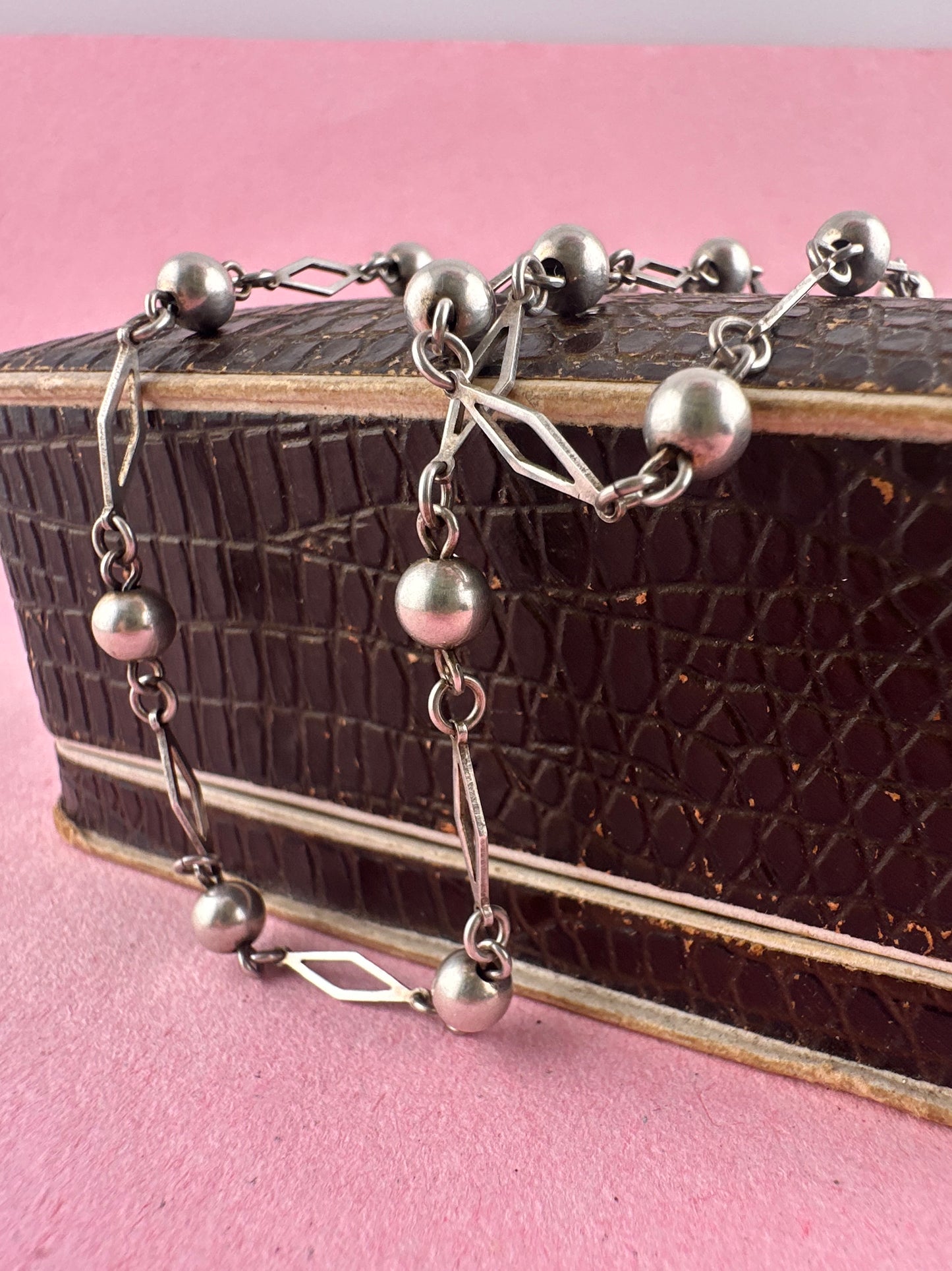Sterling Silver Ball and lozenge link chain