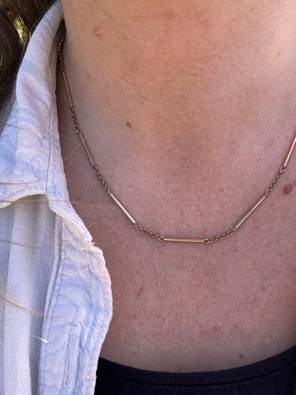 Vintage 9ct Gold Bar Station chain