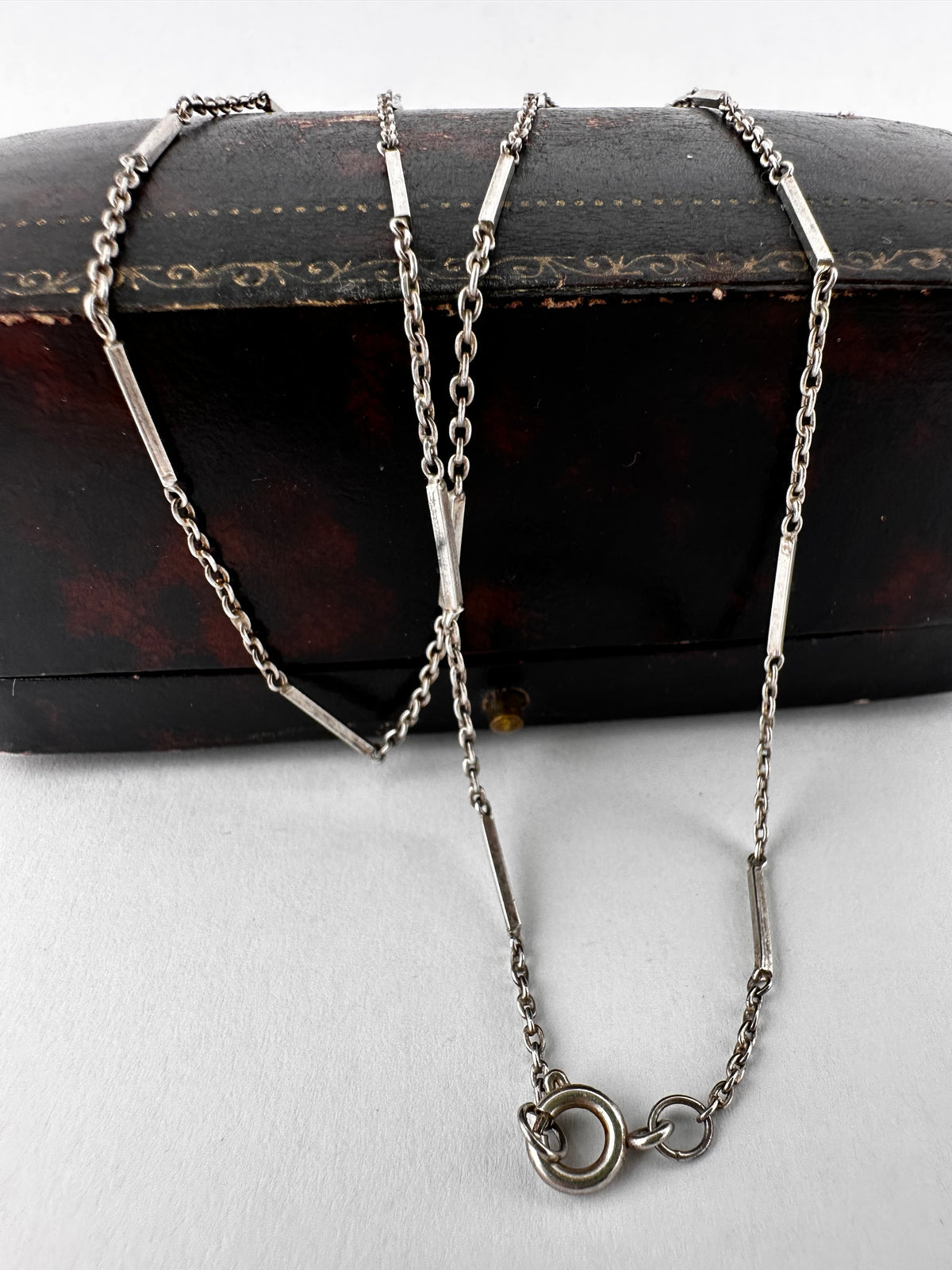 Vintage Sterling Silver Bar station chain