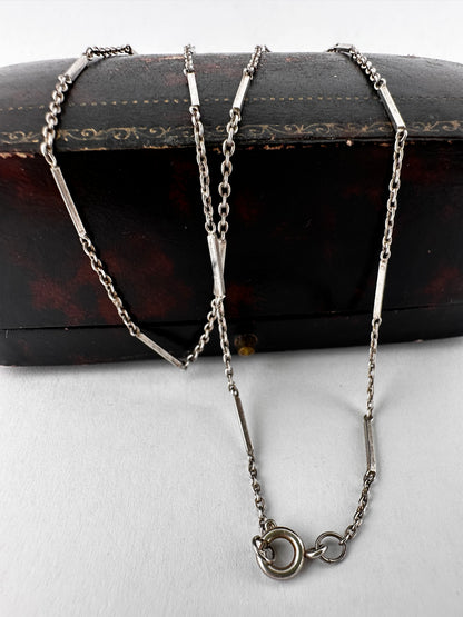 Vintage Sterling Silver Bar station chain
