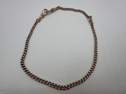 Antique 9ct Rose Gold Graduated curb Albert chain with double dog clips