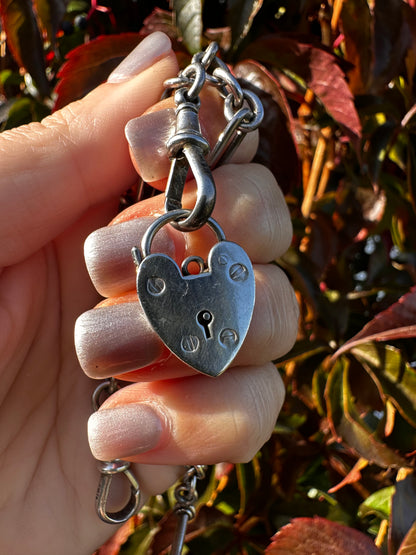 Vintage Sterling Silver Heart Padlock