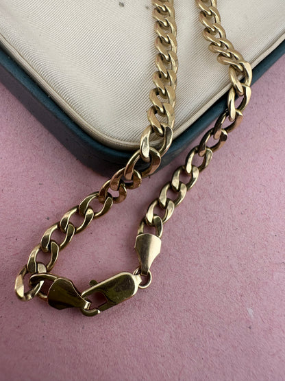 Vintage 9ct yellow gold Flat curb chain