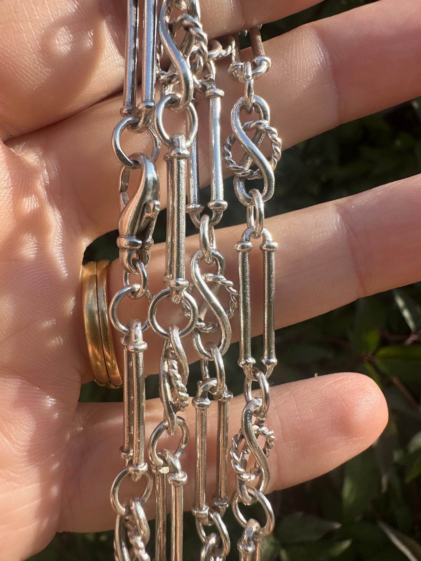 Sterling Silver Trombone with Celtic knot chain