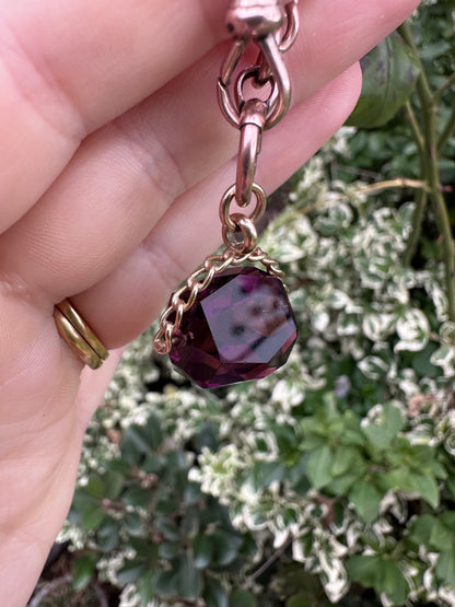 Vintage 9ct Gold Amethyst Spinning Fob