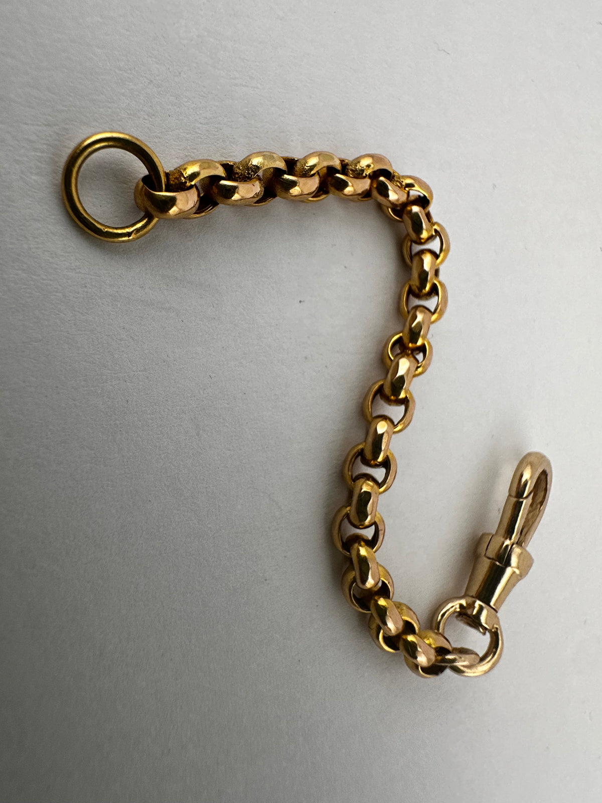 Antique 9ct yellow gold belcher extender with swivel dog clip