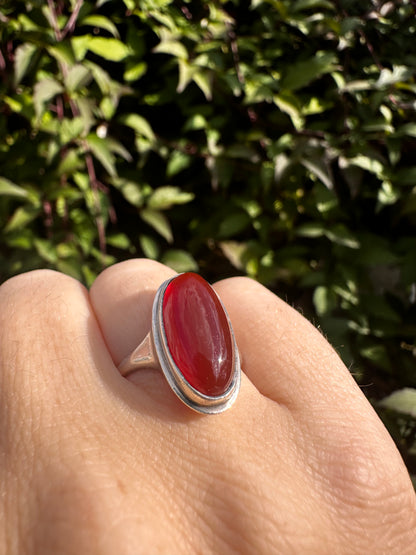 Sterling Silver Carnelian Cabochon Ring