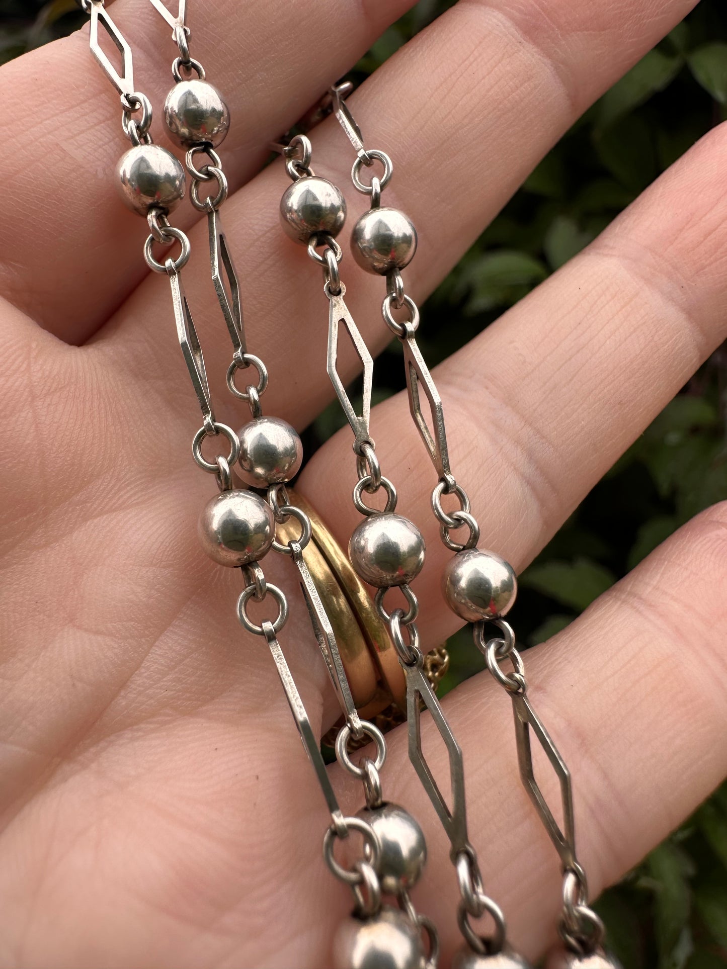 Sterling Silver Ball and lozenge link chain