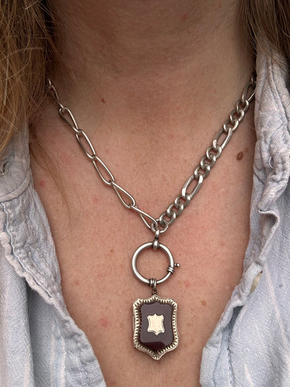 Re-imagined mixed link 800 & Sterling silver Albert chain with XL bolt clasp.