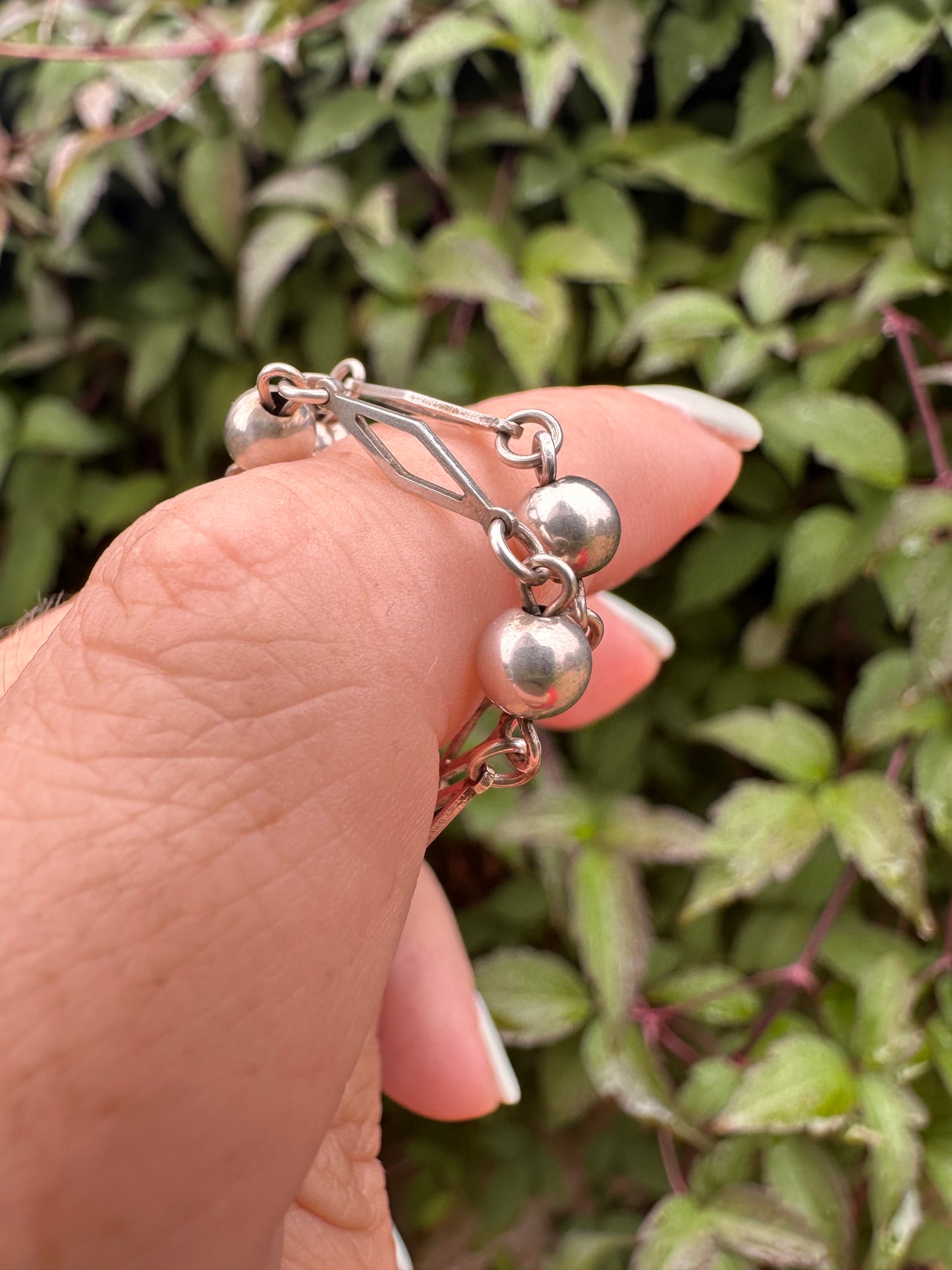 Sterling Silver Ball and lozenge link chain