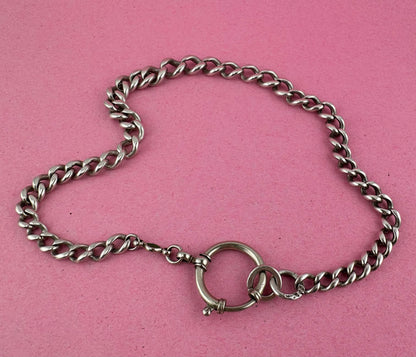 Antique Sterling Silver Graduated Curb Albert with XL bolt clasp