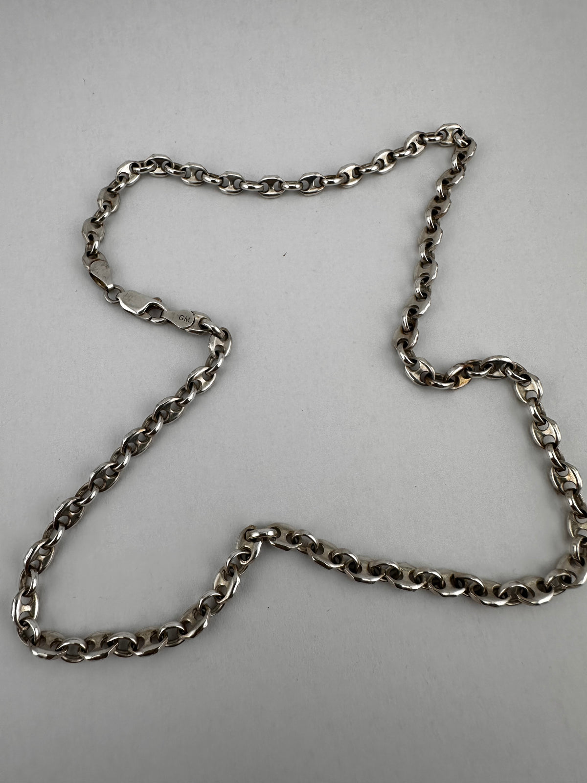 Vintage Sterling Silver Puffy Mariner chain