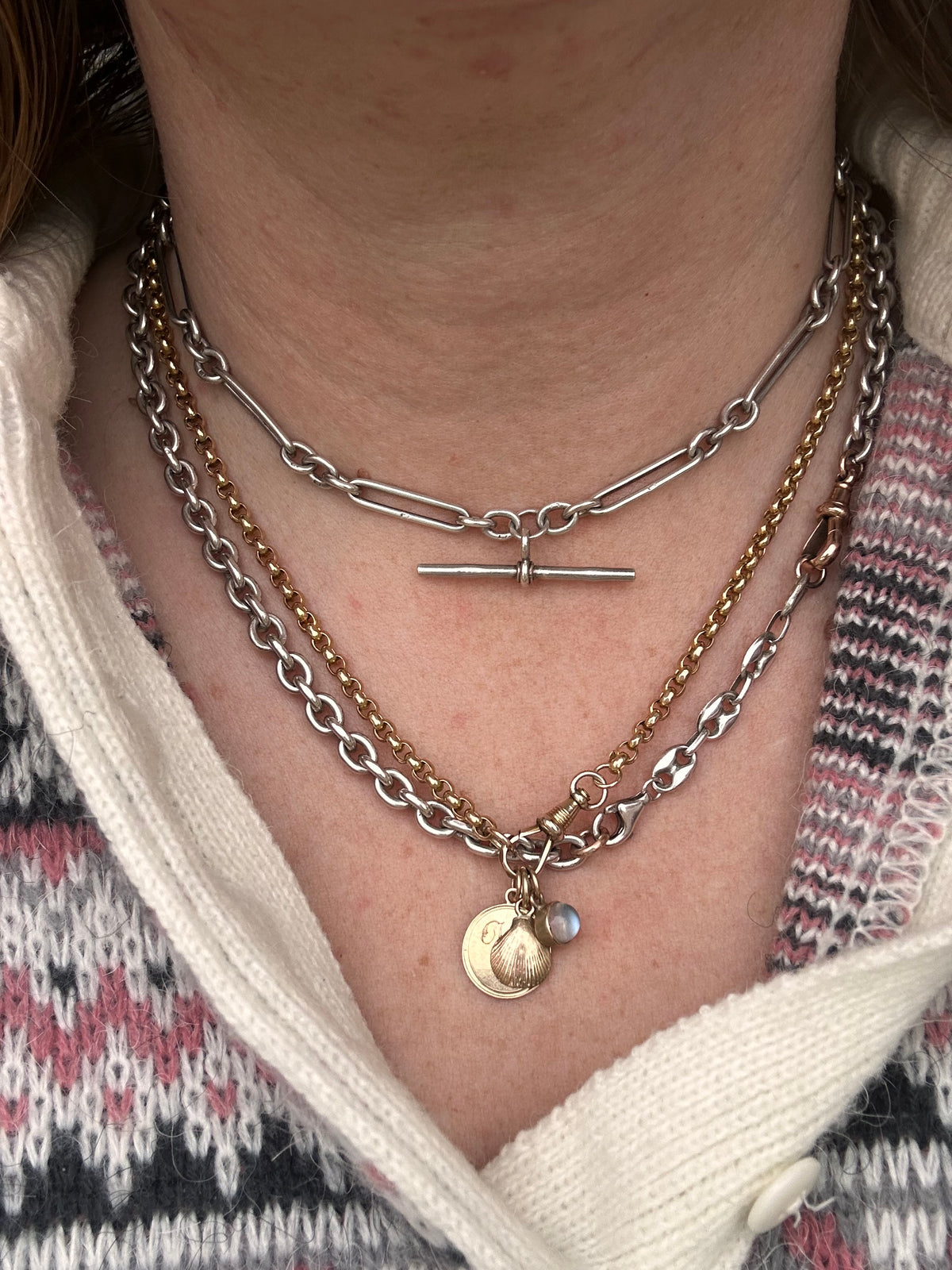 Vintage Sterling Silver Puffy Mariner chain extender