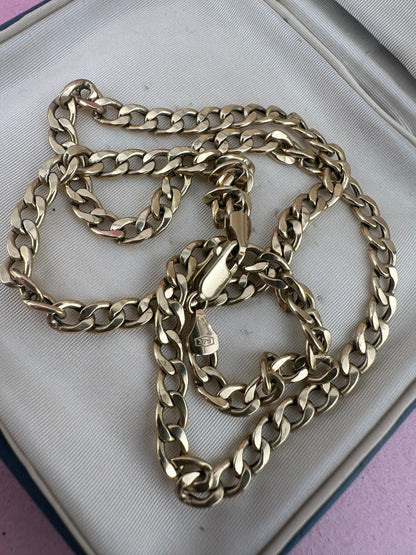 Vintage 9ct yellow gold Flat curb chain