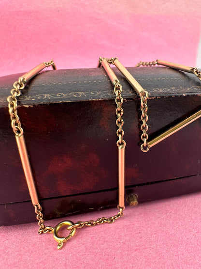 Vintage 9ct Gold Bar Station chain