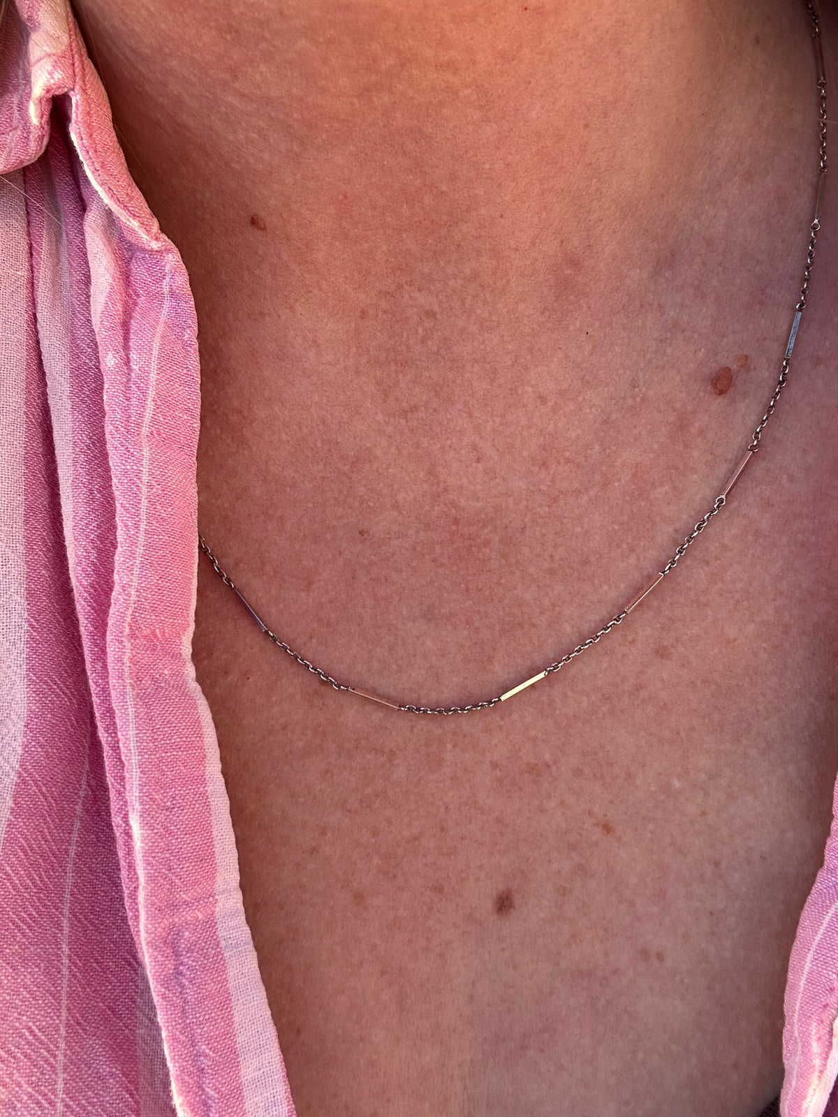 Vintage Sterling Silver Bar station chain