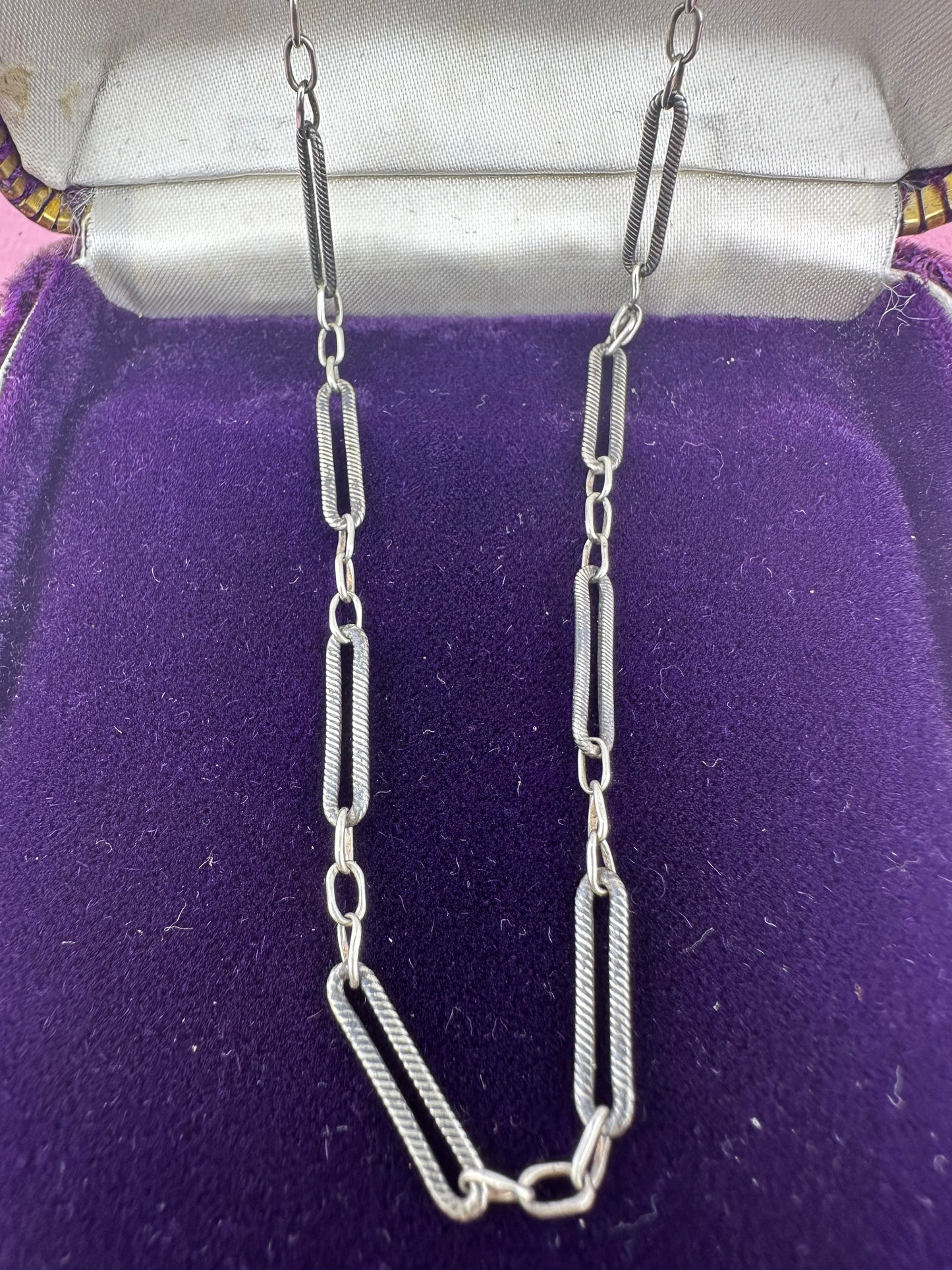 Antique 800 Silver Niello Trombone chain