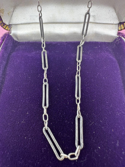 Antique 800 Silver Niello Trombone chain