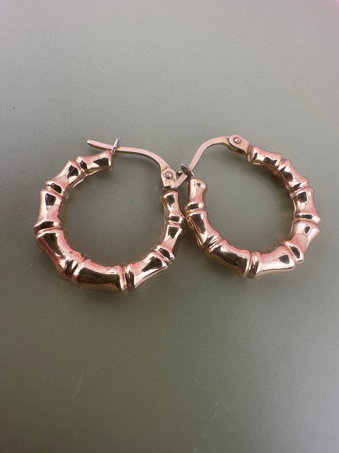 Vintage 9ct Gold UnoAerre Bamboo Hoops