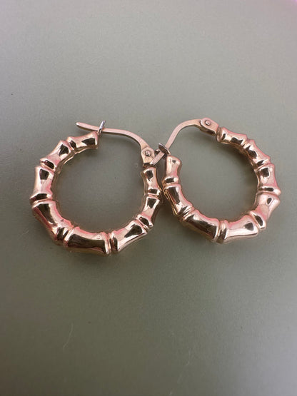 Vintage 9ct Gold UnoAerre Bamboo Hoops