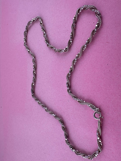 Sterling Silver disco and foxtail twist chain