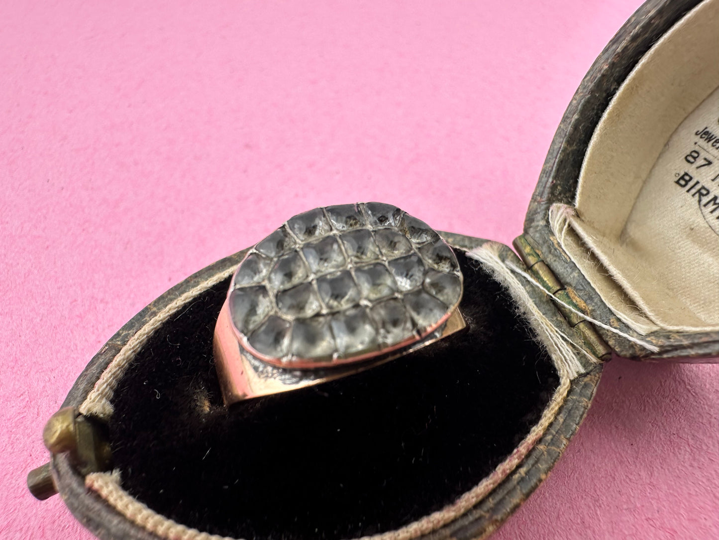 Antique 9ct Rose gold and Paste Cluster ring