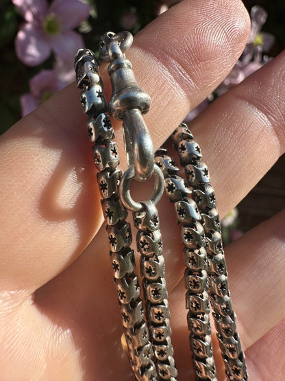Sterling Silver Star Pierced chain with dog clip and T-Bar