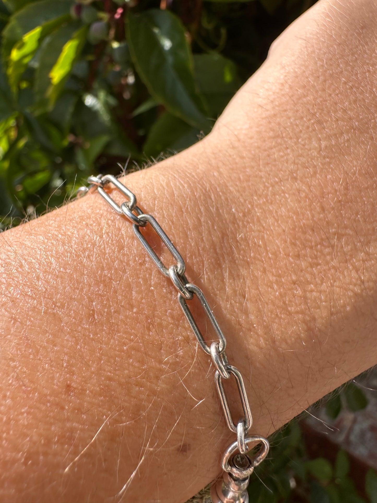 Sterling Silver Trombone bracelet with dog clip