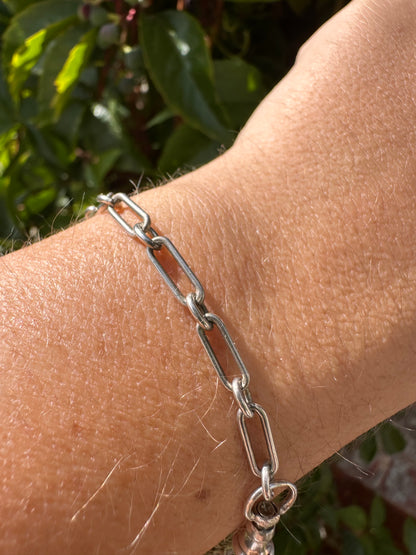 Sterling Silver Trombone bracelet with dog clip