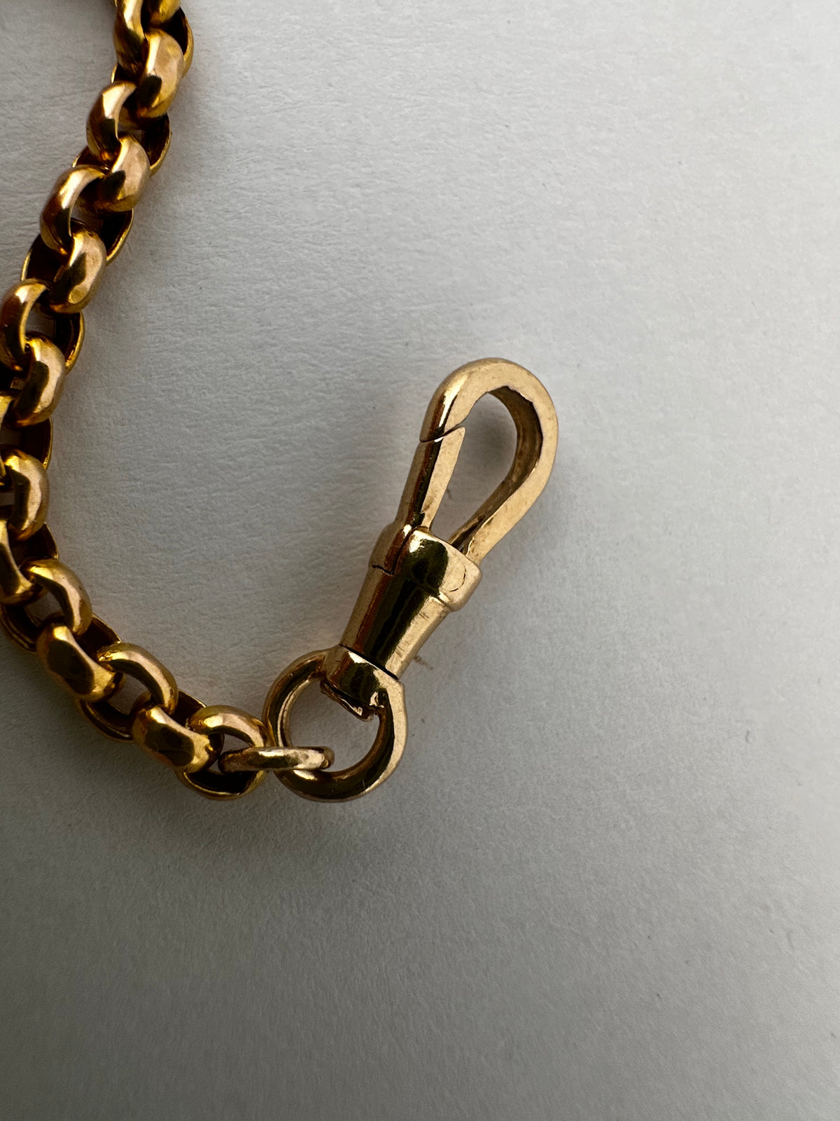 Antique 9ct yellow gold belcher extender with swivel dog clip