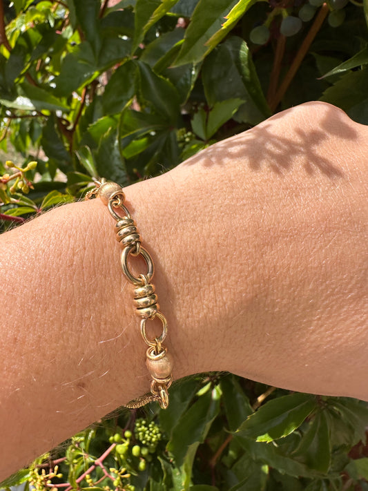 Vintage 9ct gold Bead and Rope bracelet