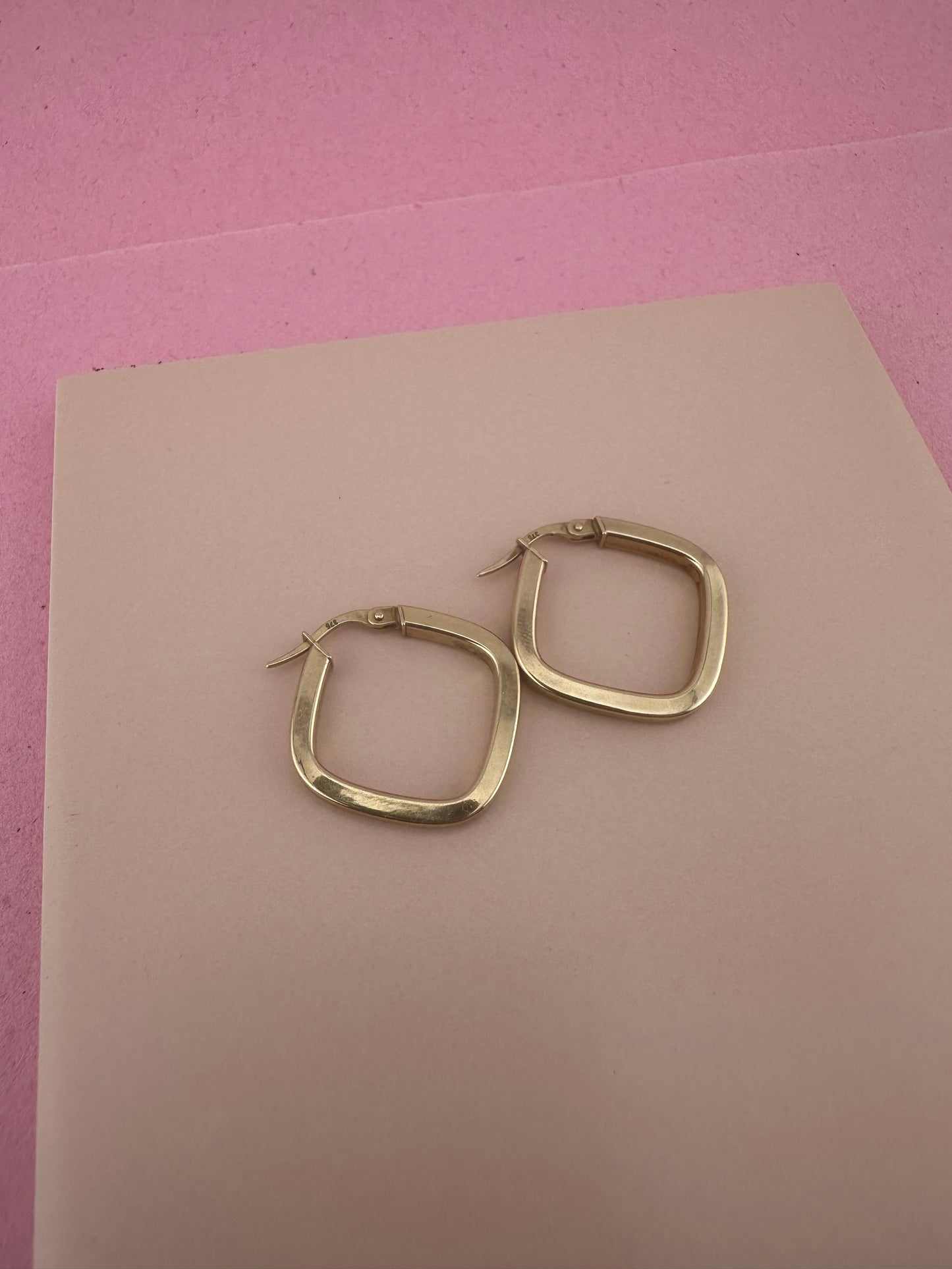 Vintage 9ct Gold Square Hoops